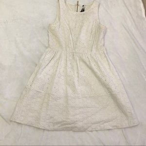 Sleeveless eyelet cotton fit and flare dress